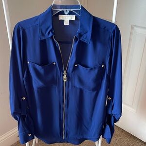 Michael Kors navy blue button down blouse